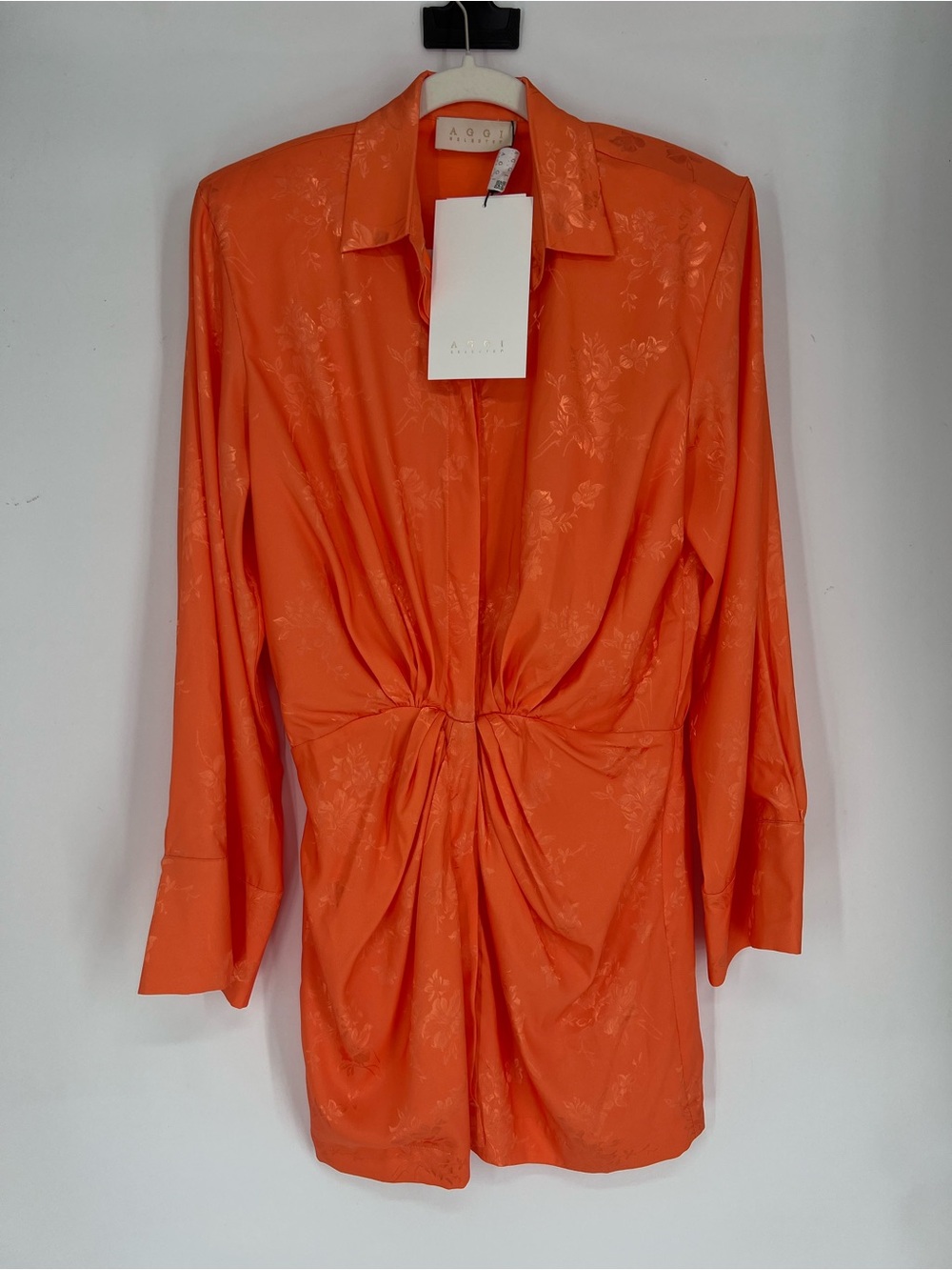 AGGI Selected Orange Floral Brocade Silk Blend Designer Colorful Mini Dress NWT